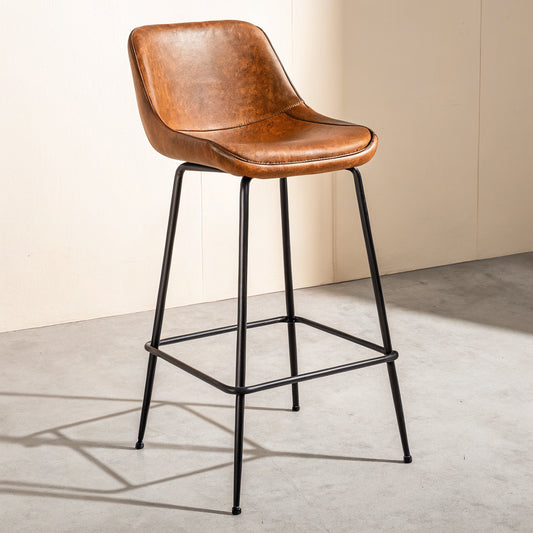 Barhocker Schwarzstahl & Leder