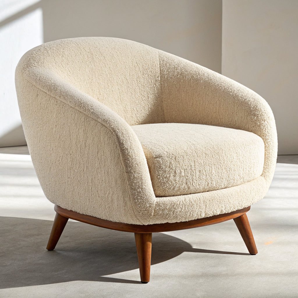 Bouclé Loungesessel Creme