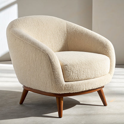 Bouclé Loungesessel Creme