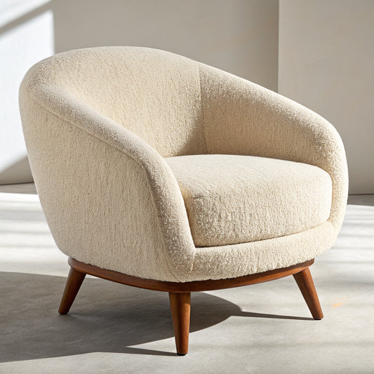 Bouclé Loungesessel Creme