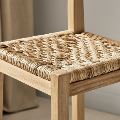 Barhocker aus Eschenholz mit Seegras-Sitz