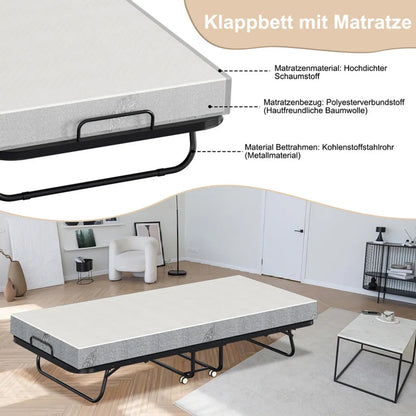 Gästebett klappbar 90x200 Seitenansicht – Eloramode