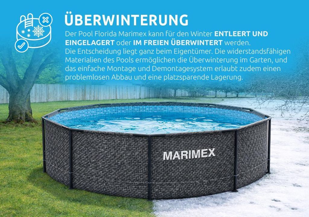 Gartenpool Rattan-Optik rund Seitenansicht – Eloramode