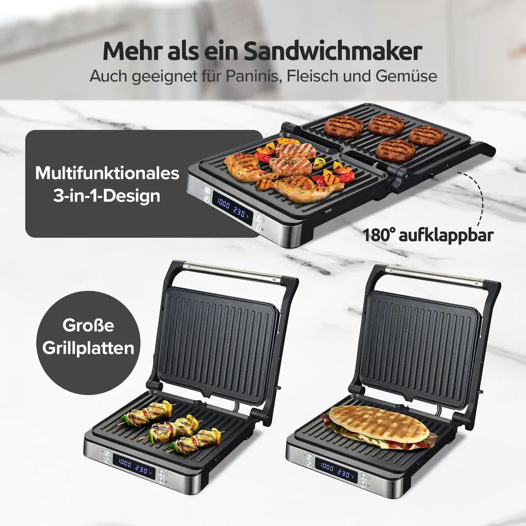 Kontaktgrill XXL 2000W Funktionsansicht – Eloramode