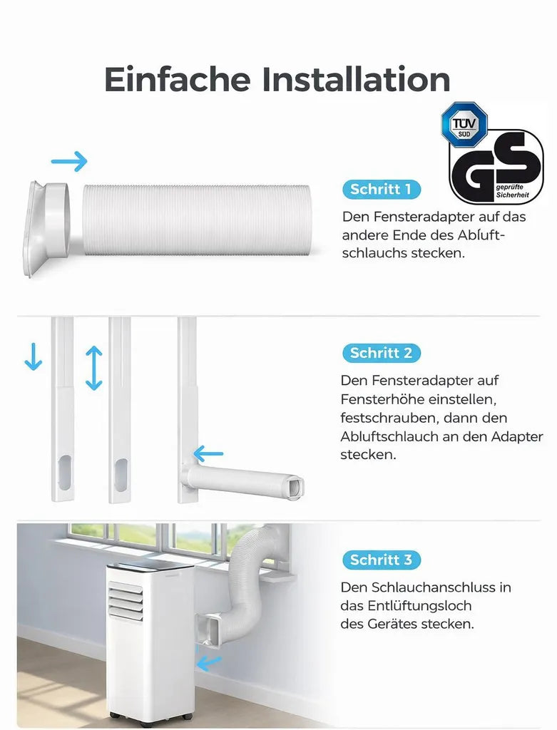 Mobile Klimaanlage 9000 BTU Seitenansicht – Eloramode