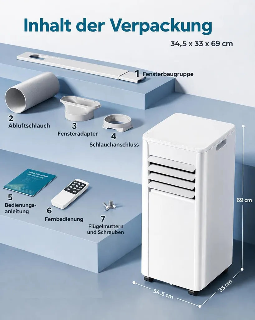 Mobile Klimaanlage 9000 BTU Funktionsansicht – Eloramode