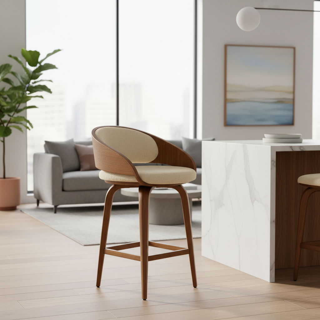 Designer Barhocker mit Lammfellbezug