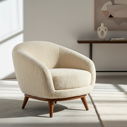 Bouclé Loungesessel Creme