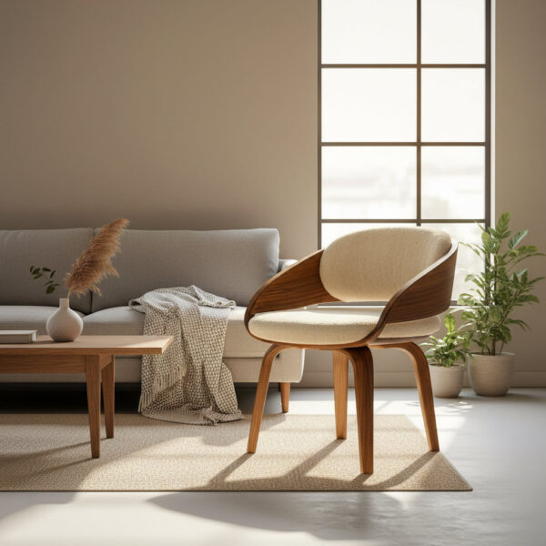 Designer-Barhocker mit Lammfell-Bezug