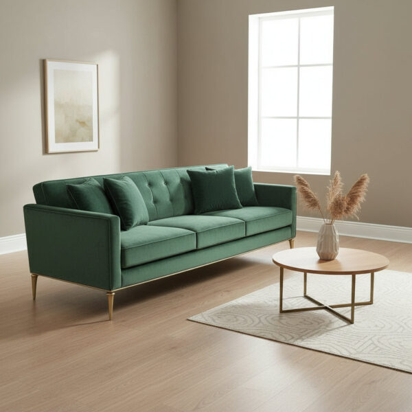 Samtsofa in Smaragdgrün