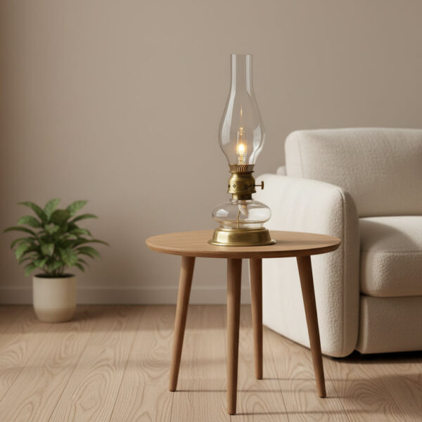 Öllampe aus Glas und Messing